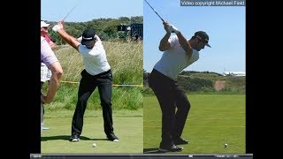 Jon Rahm golf swing  Long Iron faceon amp downtheline July 2017 [upl. by Akemyt]