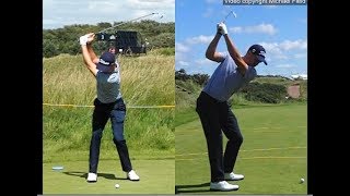 Justin Thomas golf swing  Long Iron faceon amp downtheline July 2017 [upl. by Ettenna]