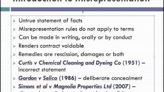 Misrepresentation Lecture 1 of 4 [upl. by Eiramanad]